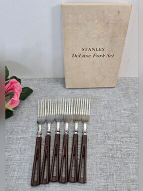Stylish Mid Century 6‎ Pcs Stanley Stainless Steak Fork Set with Box